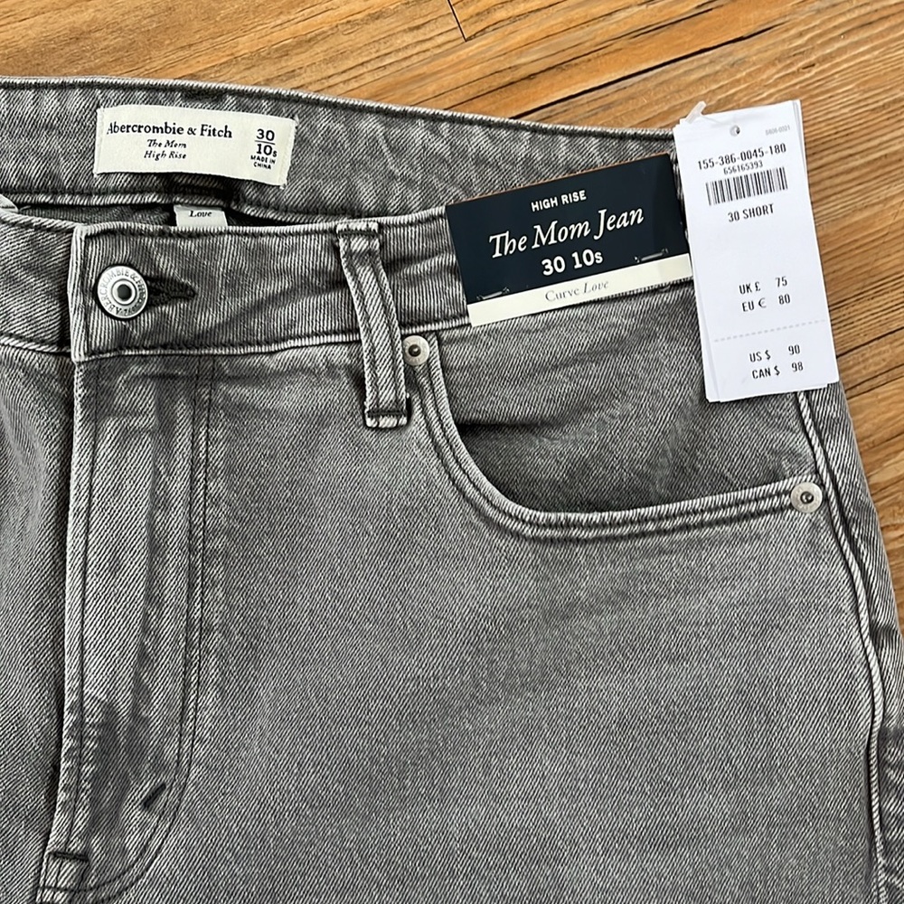Curve Love High Rise Mom Jean, grey, size 30 short